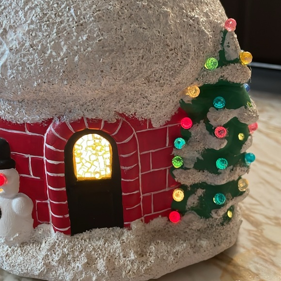 VTG 60’s Ceramic Christmas Table Light Project Piece Santa Snowman Round House - Picture 7 of 12